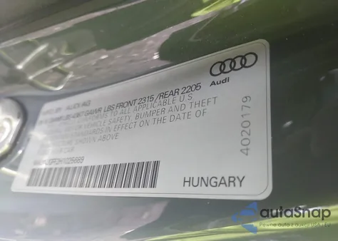 2017 Audi A3 2.0T Premium from USA, damaged, VIN WAUAUGFF2H1025689